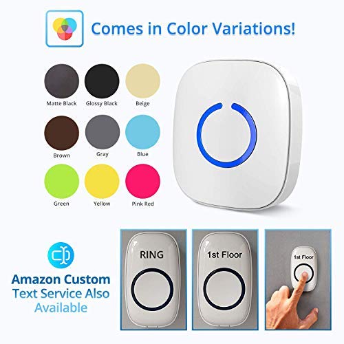 Wireless Doorbell by SadoTech – Waterproof Door Bells & Chimes – Over 1000-Foot Range, 52 Door Bell Chime, 4 Volume Levels with LED Flash – Wireless Doorbells for Home – Model C, 2 Pack (White)