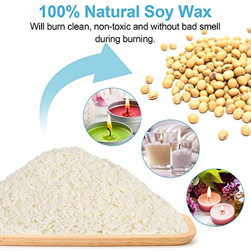 Dingpai Candle Making Supplies, Complete Soy Candle Making Set Including Candle Make Pouring Pot, Candle Wicks, Wicks Sticker, 3-Hole Candle Wicks Holder, Natural Soy Wax And Spoon #TOP3