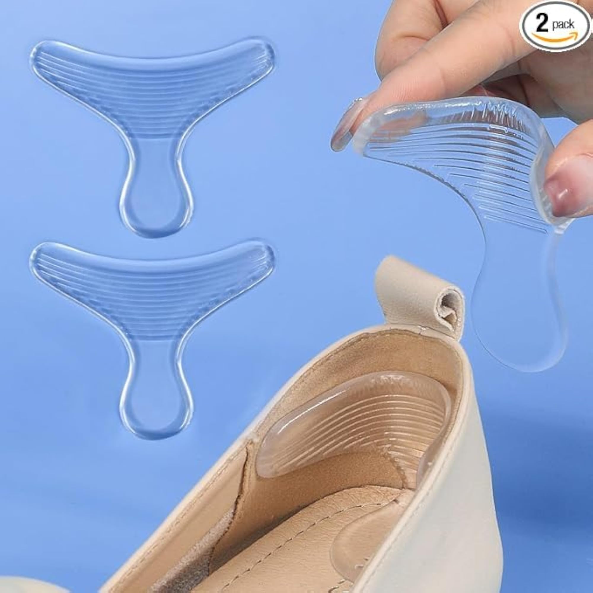 Silicone Heel Grips, Transparent Non-Slip Stickers for High Heels