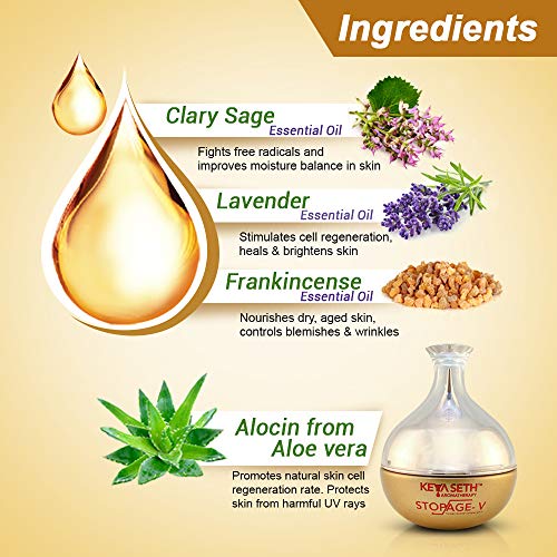 Image of KEYA SETH AROMATHERAPY Stopage V - Anti Ageing Treatment- Vitamins B2, B3(Niacinamide), B5, C, E, Hyaluronic Acid, Alpha Arbutin, Anti Ageing Night Cream For Men & Women