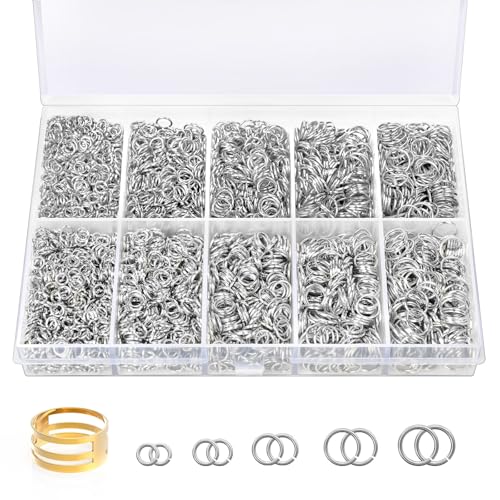 4600 Pcs Jump Rings for Jewelry Making Kit Gold & Silver Open Rings with Opener Tools for Earrings Keychains Bracelet & Necklace Repair Supplies