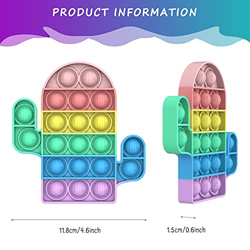 BDwing Push Bubble Juguete Sensorial para La Punta del Dedo, Alivia El Estrés Y La Ansiedad（Cactus Arcoiris）