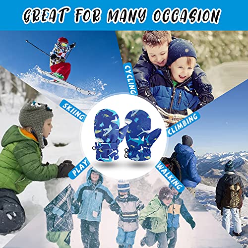 Poximi Winter Toddler Snow Gloves Baby Boys Waterproof Gloves For Girls Warm Mittens Fleece Ski Mittens For Outdoor Sports (Navy Dinosaur, 1-2T) #TOP5