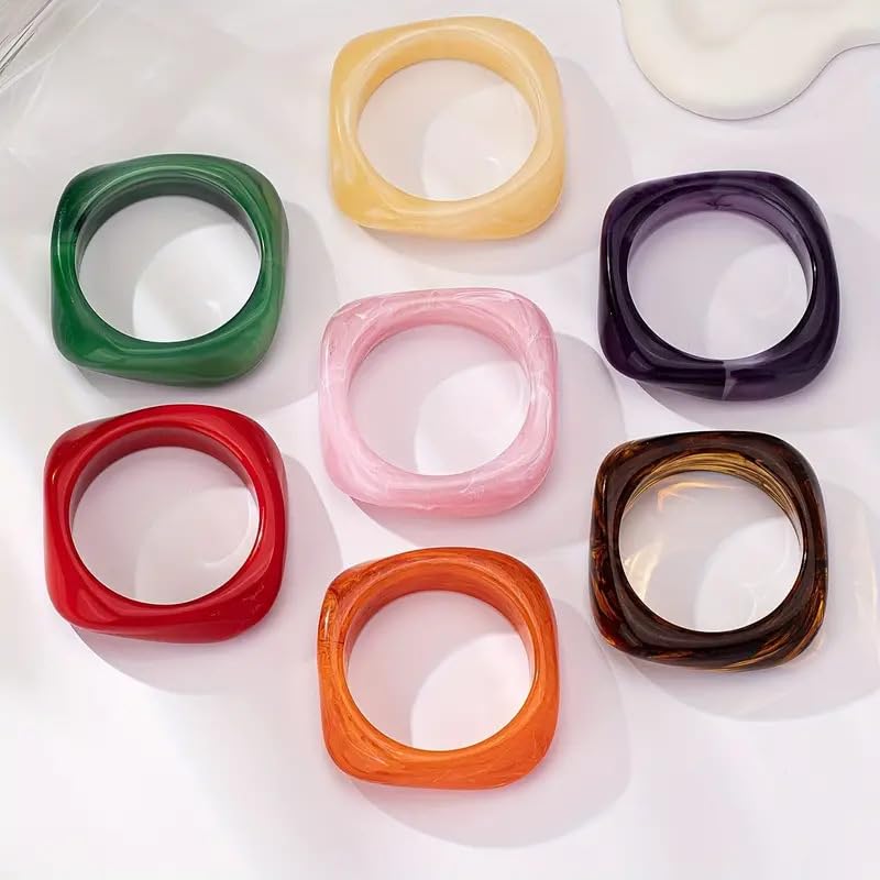 Colorful Acrylic Resin Open Bracelet Geometric Simple Transparent Tortoiseshell Acetate Plate Cuff Bangle Lightweight Chunky Thick Thin Wide Face Plastic Bracelet for Women Jewelry3