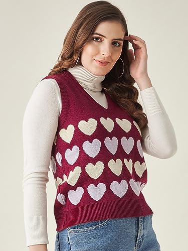 Image of Modeve Printed V Neck Sleeveless Sweater for Women||Winterwear||