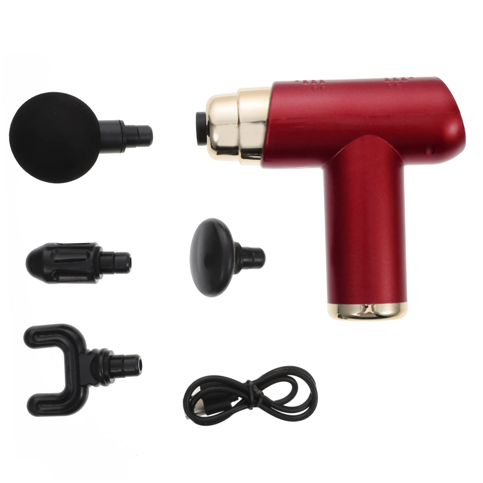 Mini Masajeador de Percusión Eléctrico Ajustable Rojo de 1 Set