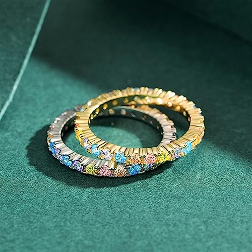 Bague d'éternité colorée alliance mariage argent 925 et diamants simulés