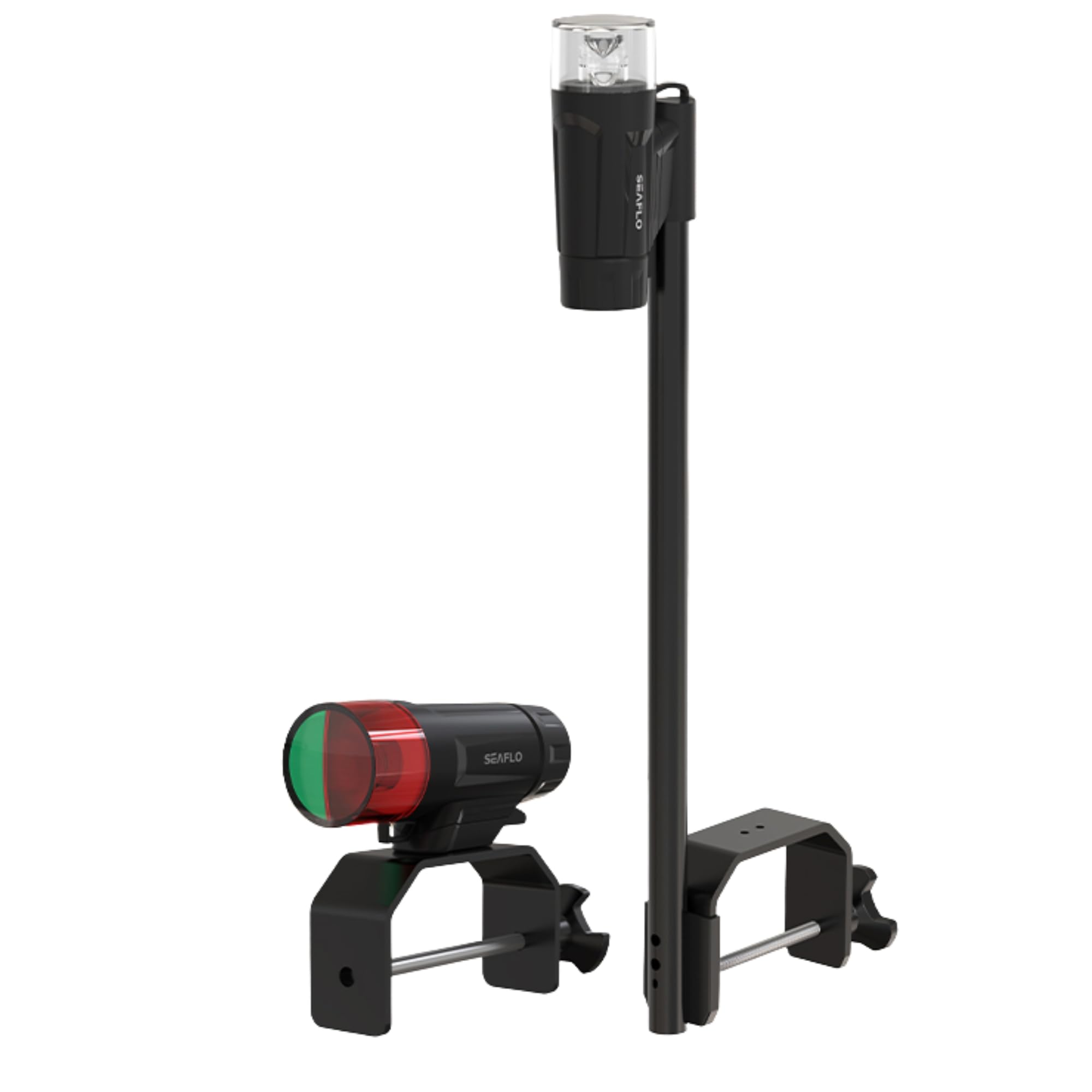 SEAFLO Kit di luci di navigazione portatili a LED serie 01 - Alimentazione a batteria (3 AAA), visibilità 2 NM, telescopico, impermeabile IP65, prua e poppa bicolore per pontone e piccole imbarcazioni
