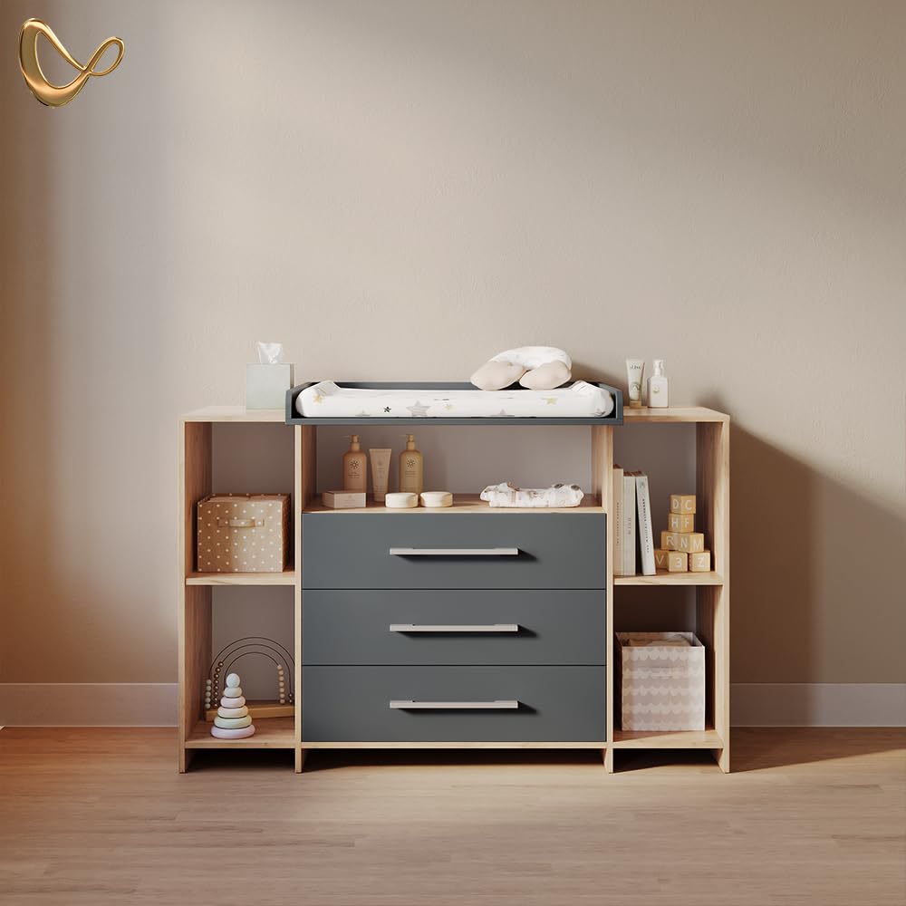 Livinity Commode à Langer Torino, Anthracite/Sonoma, XL avec tiroirs