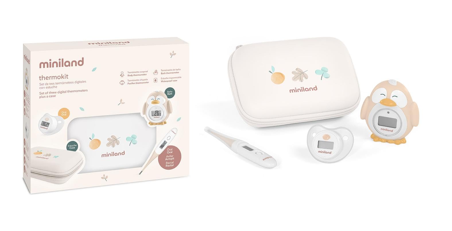 Miniland Thermokit Valencia. Set of Three Baby thermometers in a Practical case.