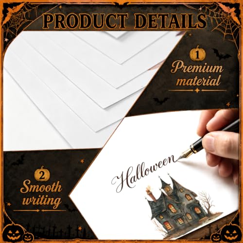 Image of Spiareal 100 Pcs Blank Note Cards Index Card, Black, 4 x 6 in, Halloween