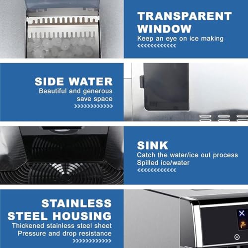 2-in-1 Ice Maker Machine, LCD Display Clear Ice Cube Maker, 3 Bullet Sizes, Dual Water Inlets, Perfect for Home Use, Fast Ice Production, Compact Ice Maker