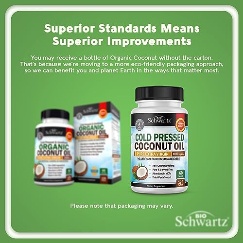 image for BioSchwartz Coconut Oil Capsules 2000mg - Organic Pure Extra Virgin Un