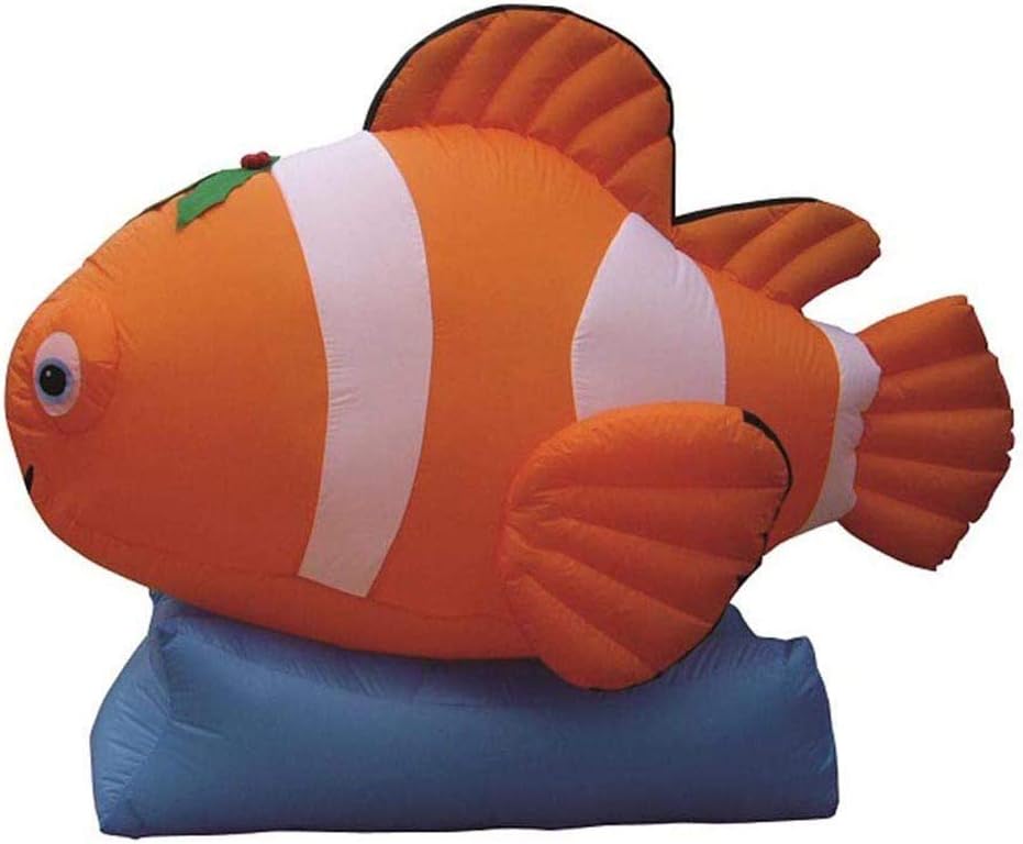 5 1/2' Air Blown Inflatable Christmas Clown Fish w/Holly Yard Decoration Y147