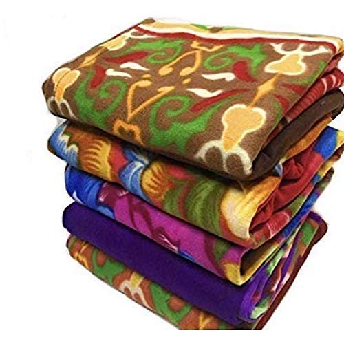 Home Styllish New Premium Fleece 150 TC Blanket (Double 90x90 Inches Multi Colour)