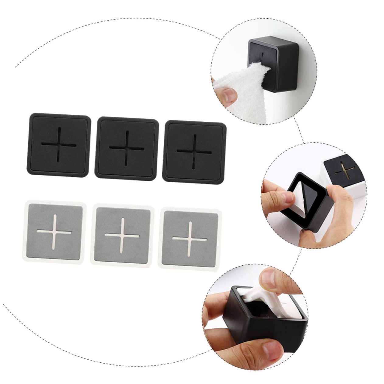 Lurrose 3 Set Ganci Adesivi Per Strofinacci E Bagno Ganci Abs E Facili Da Installare Senza Foratura Per Bagno Cucina E Camere Da Letto 6 Pezzi * 3