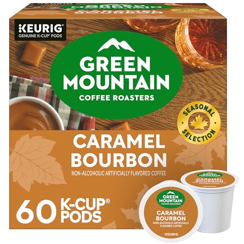 Green Mountain Coffee Roasters Caramel Bourbon Single-Serve Keurig K-Cup Pods, Flavored Coffee, 60 Count (6 Packs of 10)