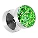 Piersando Ohrring Fake Ohr Plug Flesh Tunnel Piercing Ohrstecker Stecker Stab Runde Platte Glitzer Glitter Grün