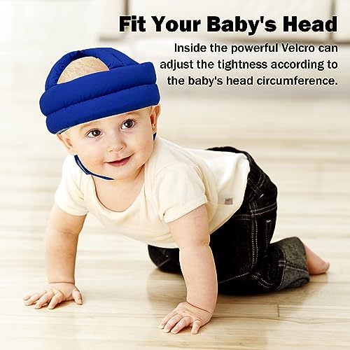 Image of Baby Head Protector Baby Helmet for Crawling Walking, No Bumps Safety Head Adjustable Protective Cap for Walking, Playing (Sapphire Blue)