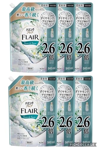 ハミング フレア サボンデサボンの香り, 柔軟剤 詰め替え用, 940ml×6個, ケース売り