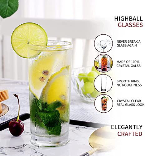 Image of bellemax 300 ML Premium Juice Glasses Drinking Glasses,Highball Lead-Free Glasses,Tumblers for Water,Juice,Beer,Cocktail and Mixed Drinks - 6 Pieces,Transparent (BM-04)