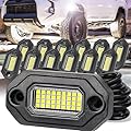 12 Pods White Rock Lights?Aluminum Housing, Waterproof IP68,6500K Pure White Super Bright Underglow, Rock Lights for Trucks, UTV, ATV, SUV, Boats,Each Rock Light Comes with a 15-Foot Extension Cord