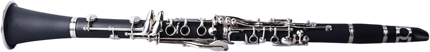 Bb Clarinet, Professional B Flat Clarinet Kit, Engineering Plastic Body with Ni Plated Keys for Play, Complete Clarinet Set with Gloves Shoulder Strap Cloth Reed Clip for St