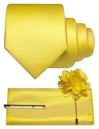 Image of JEMYGINS Mens Tie and Lapel Pin with Pocket Square Tie Clip Sets for Casual and Business 4PCS