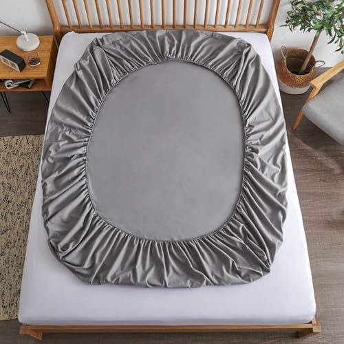 Homxi Spannbettlaken Beistellbett,(90 x 190 cm),Bettbezug mit Elastisch Einfarbig Bettwäsche Hellgrau