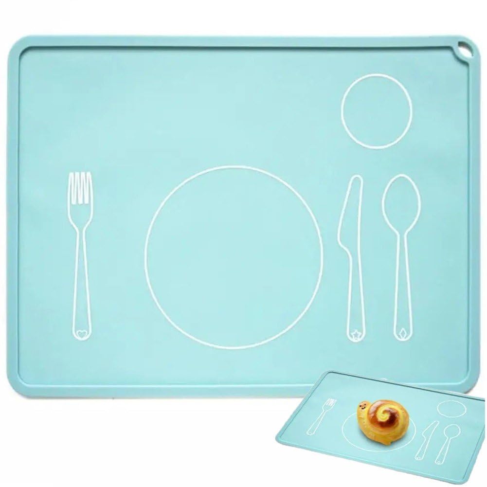 Wudaizhi Montessori Toddler Silicone Placemat, Non-slip, Easy-to-clean, Dining Mat for Setting the Table, Montessori Practical Life, Eco-friendly