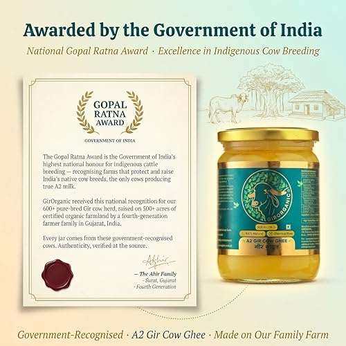 Image of GirOrganic A2 Ghee Butter Organic Grass Fed | Healthy Butter Alternative A2 Ghee Organic Grass Fed for Cooking & Daily Use, Keto Friendly, Non-GMO & Lactose-Free, 16 Oz