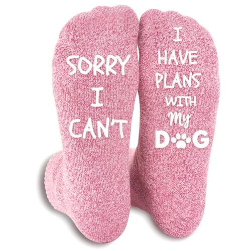 ANOTION Calcetines novedosos Sorry I Can'T I Have Plans With My Dog, Morado (, Talla única