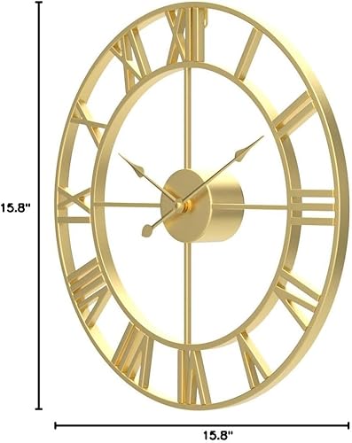 Miniatura 39 de Reloj de pared grande para decoración de sala de estar, 16 pulgadas, silencioso, sin tictac, funciona con pilas, reloj de pared moderno decorativo