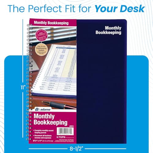 Adams Monthly Bookkeeping Record Book - 8.5" x 11" Spiral Bound 4 Column Ledger 128 Pages - Undated Accounting Ledger Book for Small Business, Payroll, Budget Tracking - Durable Poly Cover - 1 Unit - Thumbnail 4