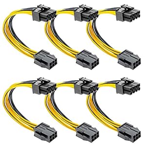 cersaty® 6 stuks 6-pins naar 8-pins verlenging, grafische kaart, stroomkabel, adapter, 18 cm pcie kabel