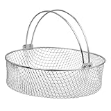PHENOFICE Cesta Redonda para Freidora de Aire de Acero Inoxidable con Asa Portátil Resistente y Fácil de Limpiar Accesorio Multifuncional para Hornear Freír y Tostar Casa o Restaurante