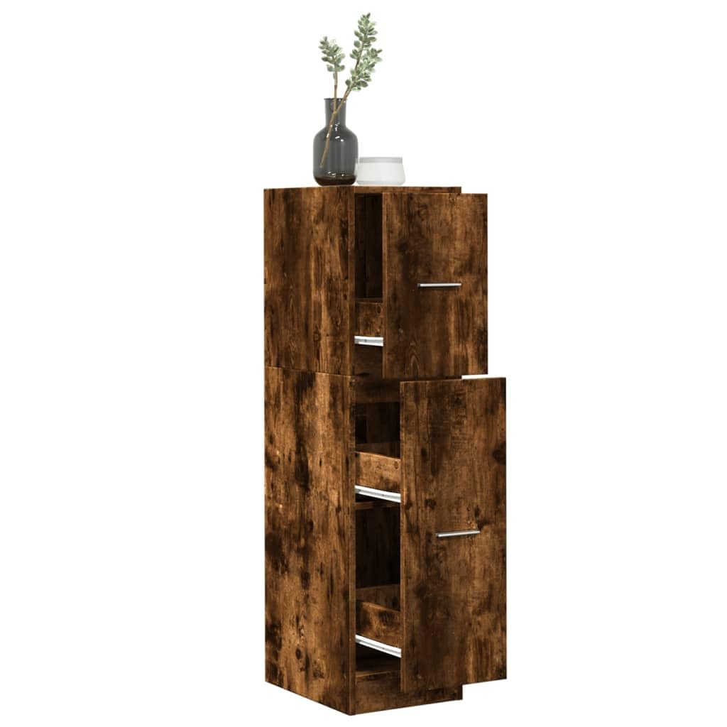 Armadietto da farmacista, in legno di rovere affumicato, 30 x 41 x 118 cm, con 3 cassetti, spazio per riporre oggetti e guide in metallo di alta qualità, per soggiorno, ufficio, cucina