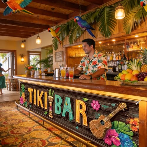 Image of Nuxovilar Tiki Bar Sign Luau Party Decorations 78.7x17.7Inches