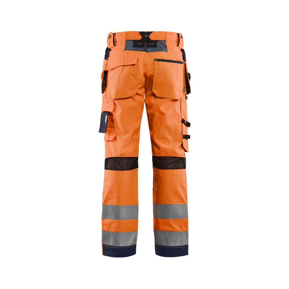 Blaklader 156518115389C50 High Vis - Pantalones de trabajo (efecto de ventilación, talla C50), color naranja y azul marino