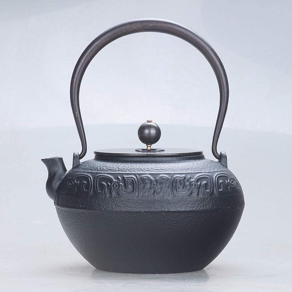 Tetera para Cocina Tetera De Hierro Fundido 47oz/1,4 L, Teteras, Agua Hirviendo Hecha A Mano, Mango Cobre, Cubierta para Los Amantes del Té