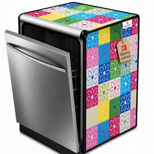 Image of Dishwasher Cover for 12 to 15 Place Setting | Water-Resistant Dustproof Zip Cover | Universal Fit Compatible with Bosch, LG, IFB, Hafele, Faber & More | 63 x 63 x 88 cm | Design 14