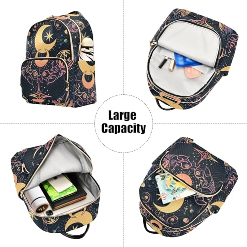 Image of ALAZA Moon Stars Alchemy Witch Small Backpack Purse for Women Travel Bag Fashion Daypack Back Pack Shoulder Bag