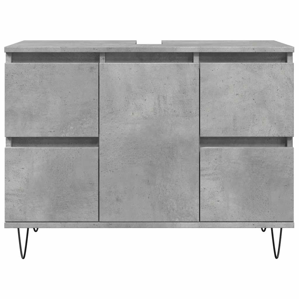 Armario de baño gris hormigón 80x33x60cm madera ingeniería 4 cajones