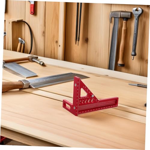 Homoyoyo Multifunctional Square Precision Hole Scribing Multi-angle Measuring Square Ruler Engineer Carpenter Tool Woodworking Layout Measuring Tool Precision Layout Aluminum Alloy Red - Image 9