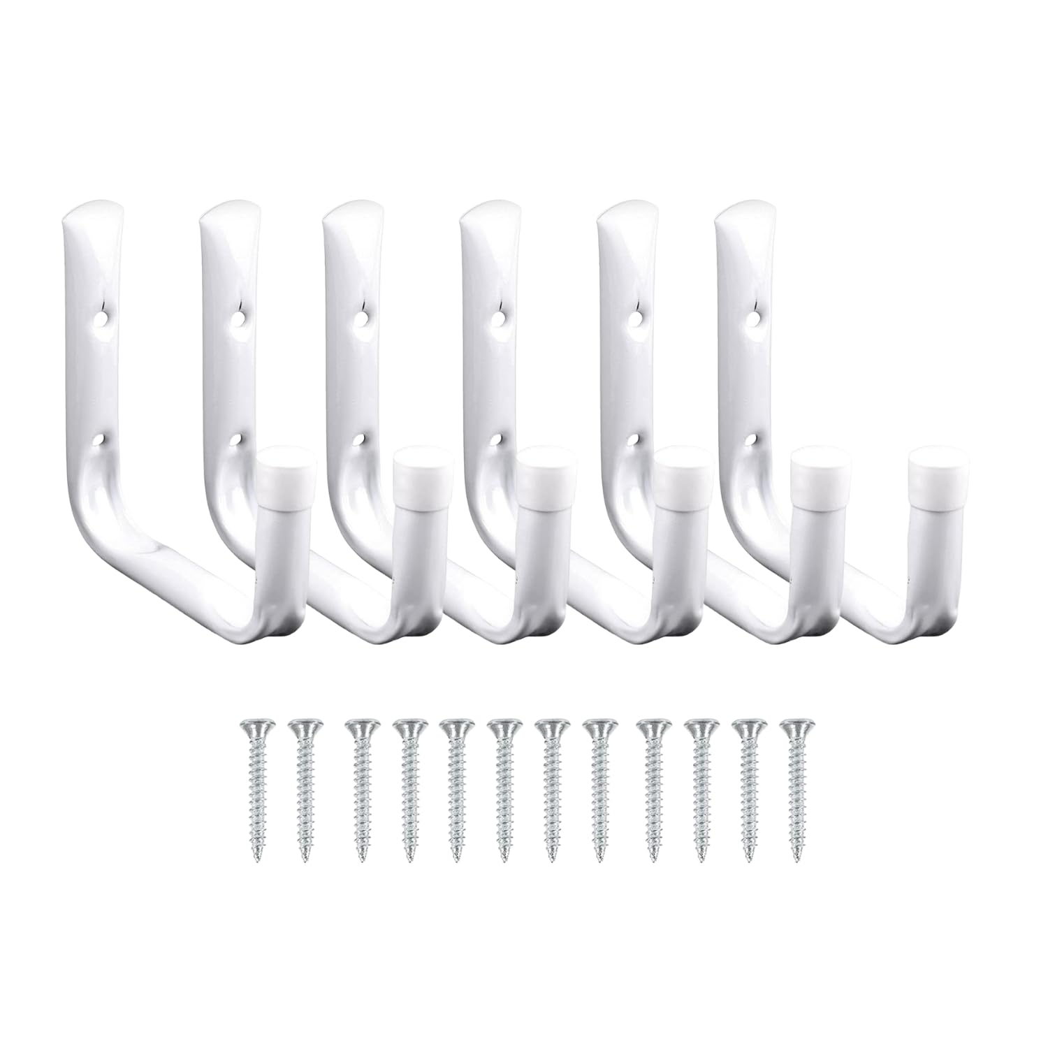 Marco Paul 6pc Jumbo Hook Set Large Hooks For Hanging White Metal Ladder Hooks For Shed Organiser, Garage Storage, Garden Tools, Bikes, Ladder Hanging Storage