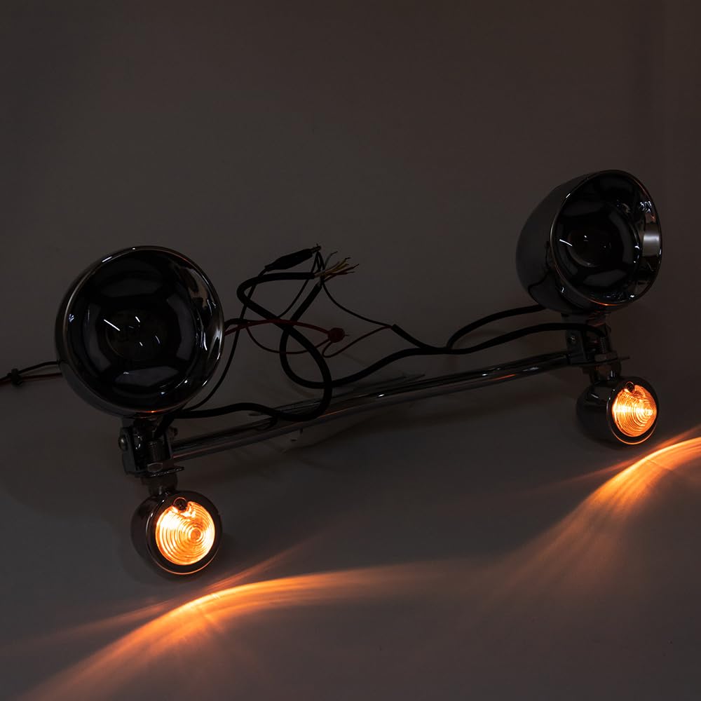 Faro adicional para motocicleta de 3,94'' luz de conducción, faro antiniebla, intermitente con soporte para Cruiser Custom Shadow Spirit VT400 750 1100 VTX1300 1800 STEED (Carcasa blanca)