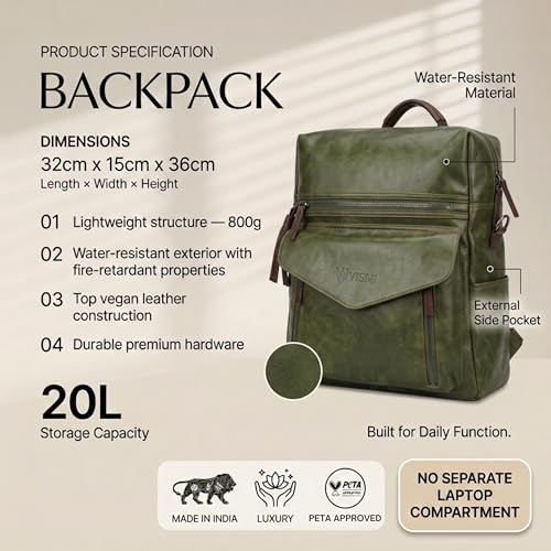 Image of VISMIINTREND Backpack for Women | Stylish Vegan Leather Backpack Bags for Women | College Bag for Girls | Office, Travel & Daily Use