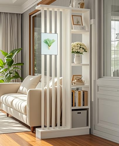 Wall Room Divider, Storage Cabinet Storage Display with Shelves, Modern Freestanding Wood Room Divider Screen, Wall Privacy Screens for Home