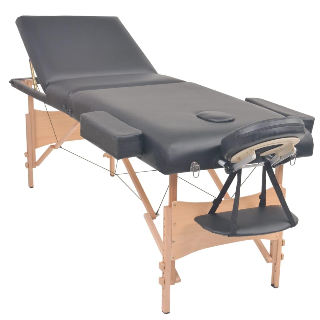 Massageliege 3 Zonen Tragbar 10 cm Polsterung Schwarz,Gesundheit & Schönheit,Körperpflege,Massage & Entspannung,Massagetische,Schwarz,21.2 kg-110153