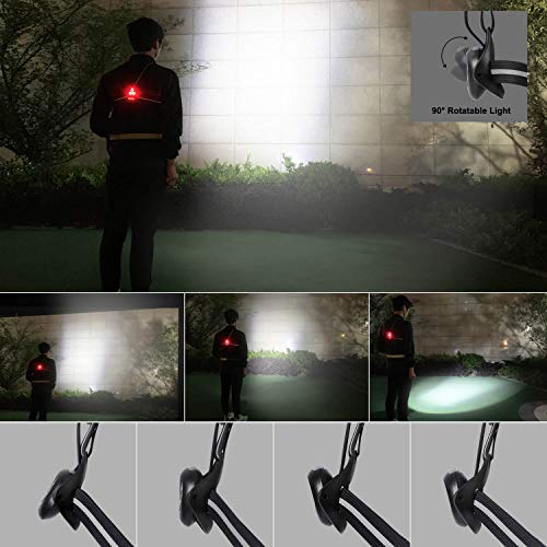 WESTGIRL Lauflicht, Brustlampe mit verstellbarem Strahl 500 Lumen, USB wiederaufladbare wasserdichte vordere Lampe und hintere Warnblinkende LEDs